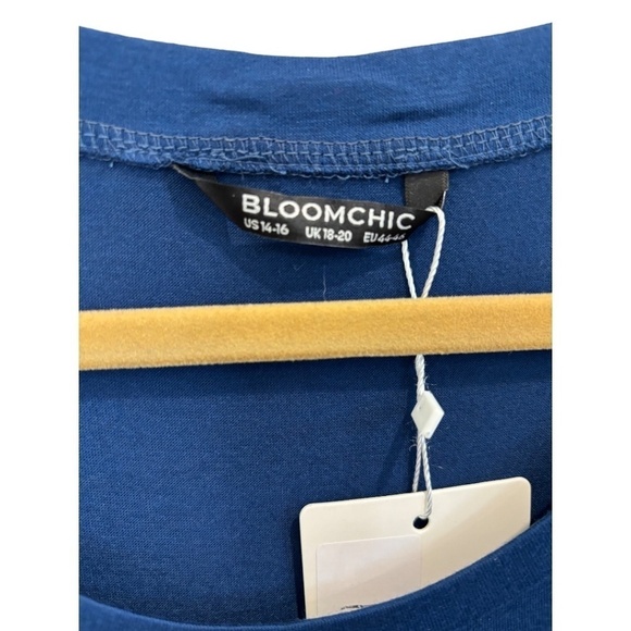 Bloomchic Plus Size Royal Blue Stretch Knit Short Sleeve Dress Size 14 16 NWT - Picture 2 of 3